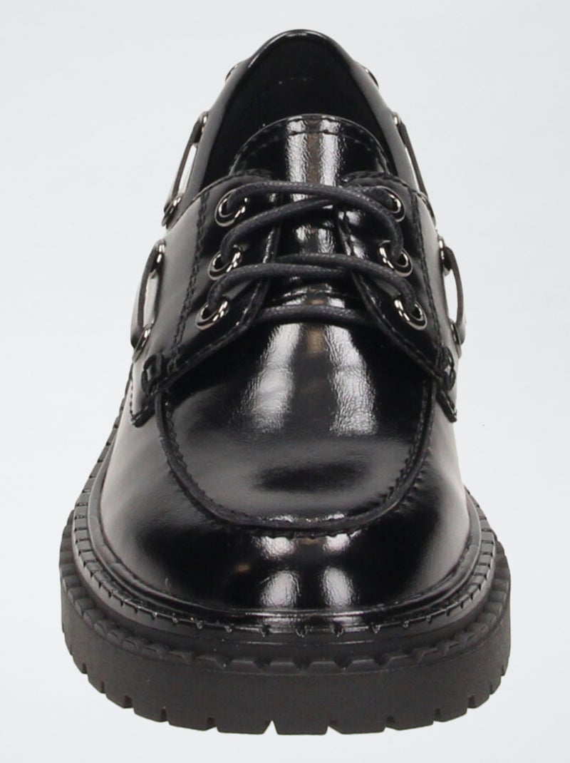 Mocassins vernis avec semelles crantées Noir - Kiabi