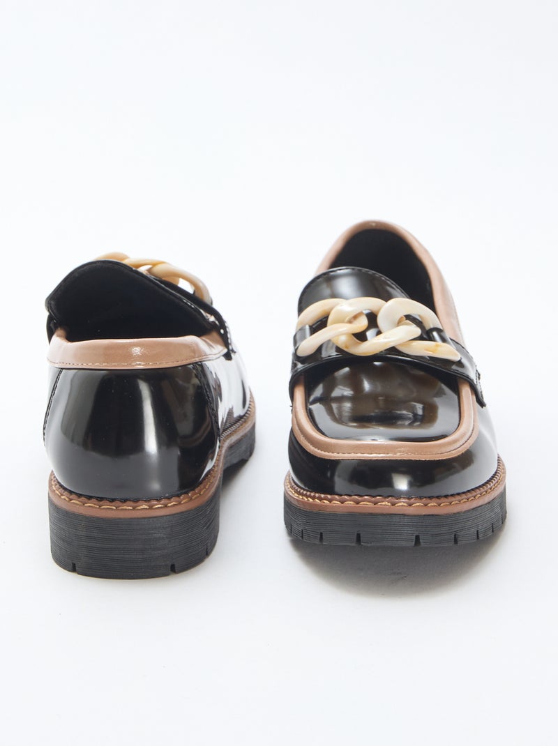 Mocassins vernis bicolore Noir - Kiabi