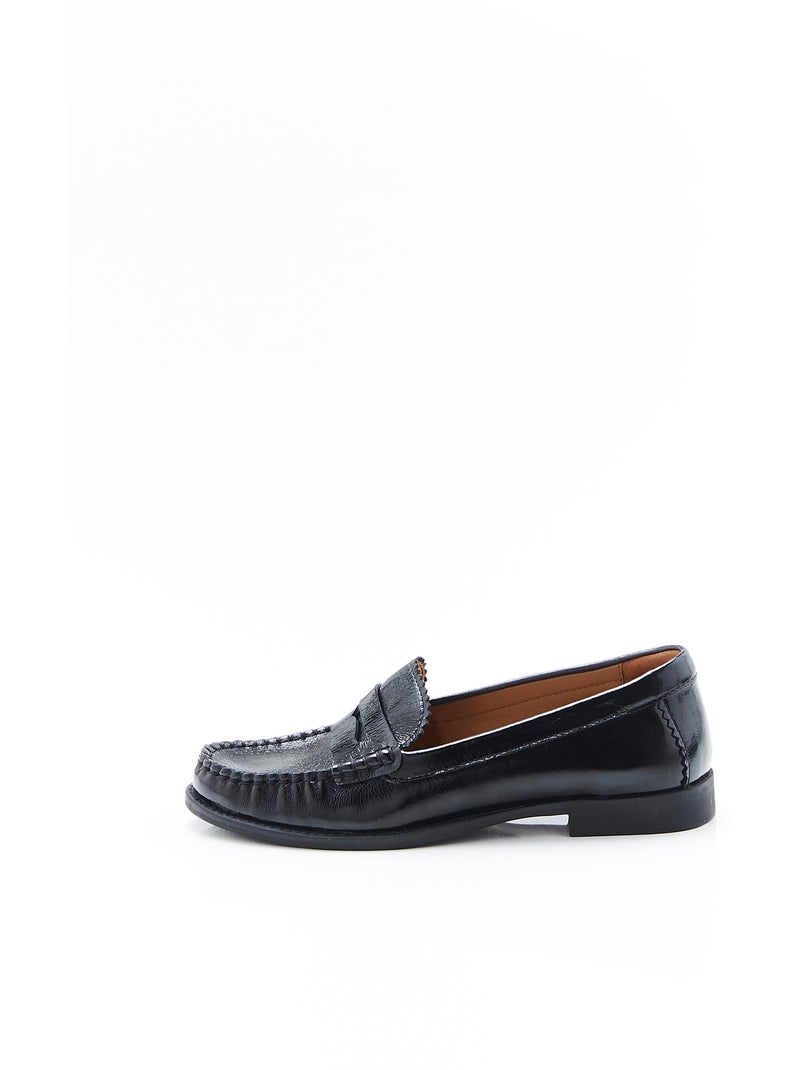 Mocassins vernis effet plissé - damart Noir - Kiabi