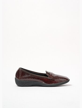 Mocassins vernis largeur confort cuir effet croco - Afibel