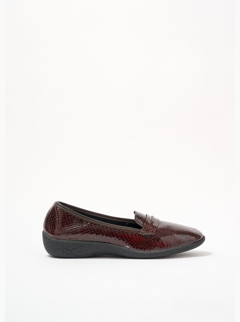 Mocassins vernis largeur confort cuir effet croco - Afibel Marron - Kiabi