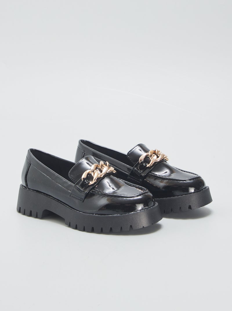 Mocassins vernis semelles épaisses Noir - Kiabi