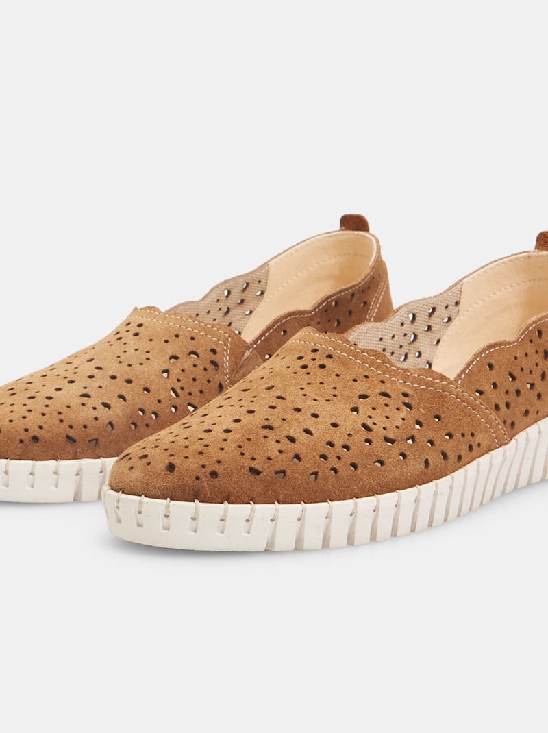 Mocassins Weinbrenner en cuir velours ajouré BATA Marron - Kiabi