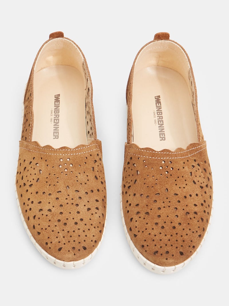 Mocassins Weinbrenner en cuir velours ajouré BATA Marron - Kiabi
