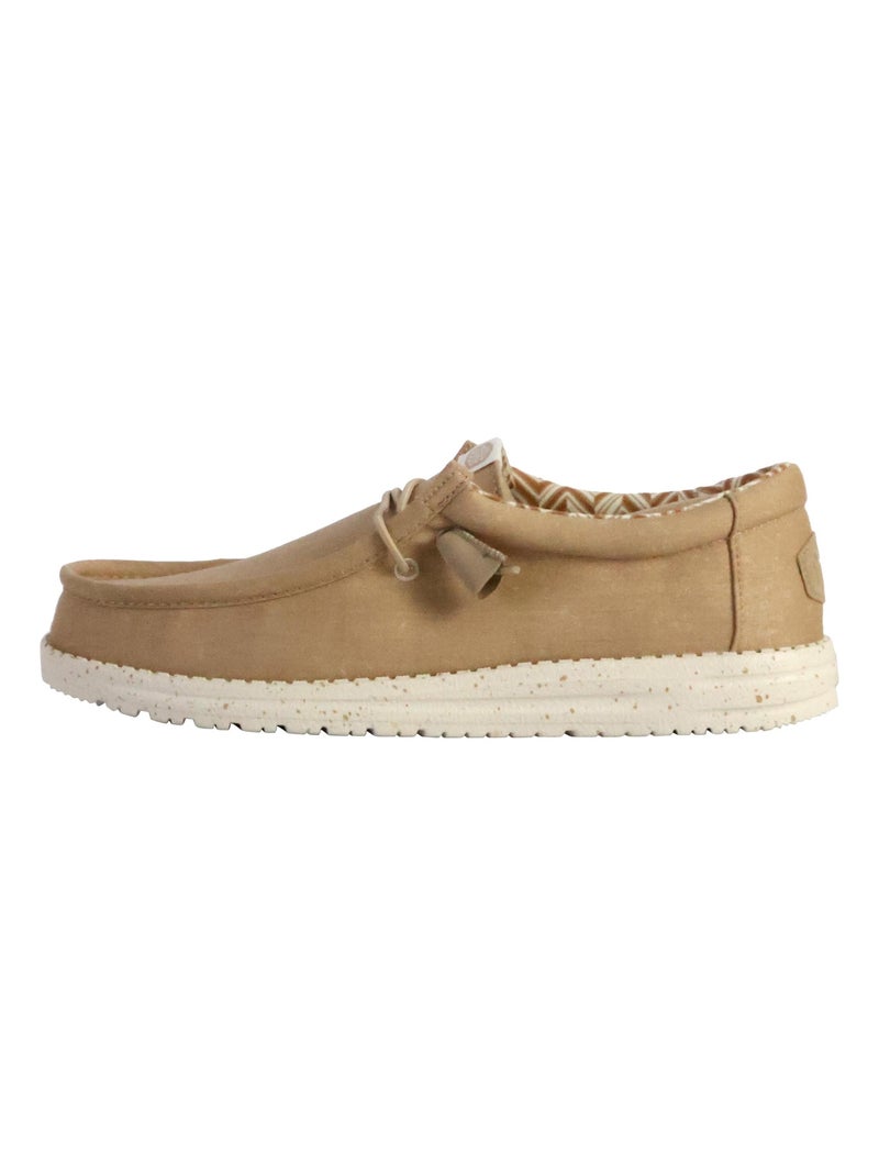 Moccassin à Lacets Hey Dude Wally Stretch Canvas Marron - Kiabi