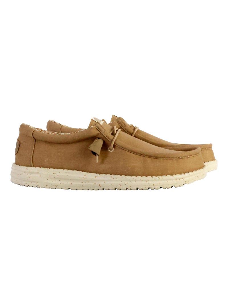 Moccassin à Lacets Hey Dude Wally Stretch Canvas Marron - Kiabi