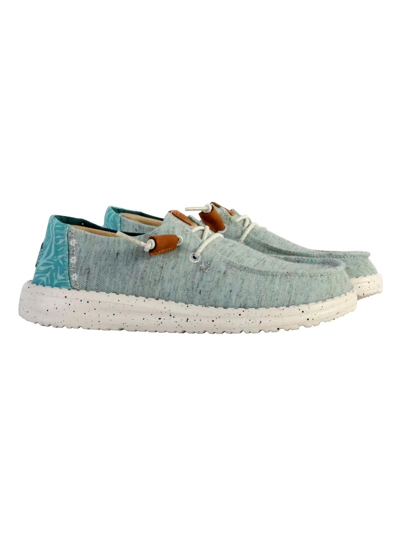 Moccassin à Lacets Hey Dude Wendy Heathered Slub Tropical Bleu - Kiabi