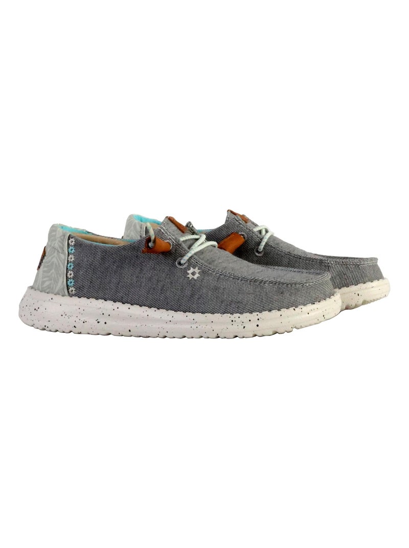 Moccassin à Lacets Hey Dude Wendy Heathered Slub Tropical Gris - Kiabi
