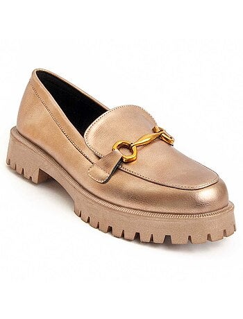 MOCCASSIN À PLATEFORME MATIÈRE SYNTHÉTIQUE ET TEXTILE GOLDEN