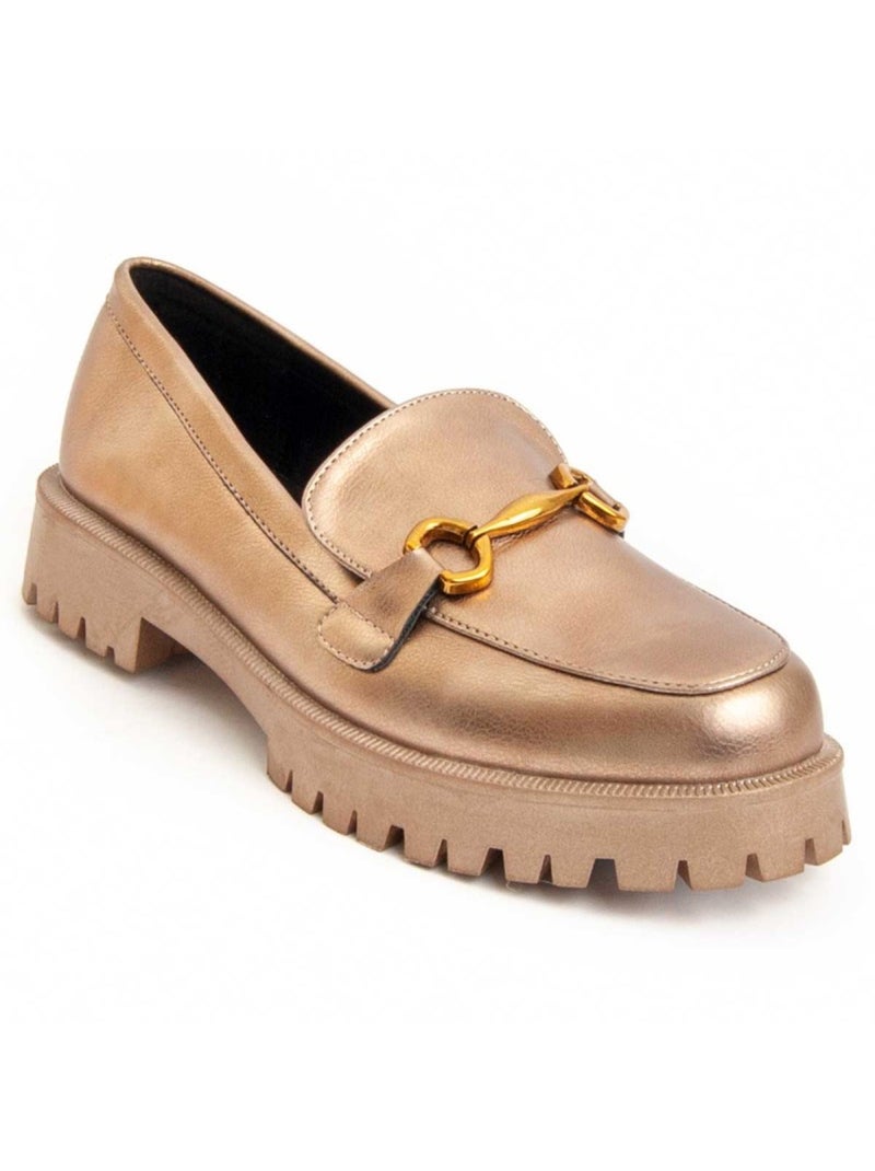 Moccassin à Plateforme Matière Synthétique Et Textile Montevita Doré/or - Kiabi