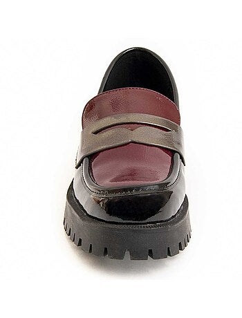 MOCCASSIN À PLATEFORME MATIÈRE SYNTHÉTIQUE ET TEXTILE NOIR