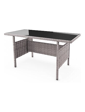 Modena noir & blanc - Salon de jardin 6 pièces - Résine tressée