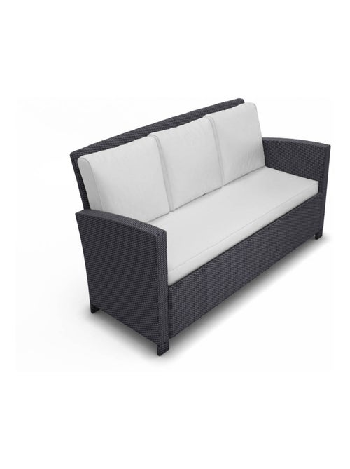 MODENA Salon de jardin 7 places en résine tressée noir et blanc - Kiabi