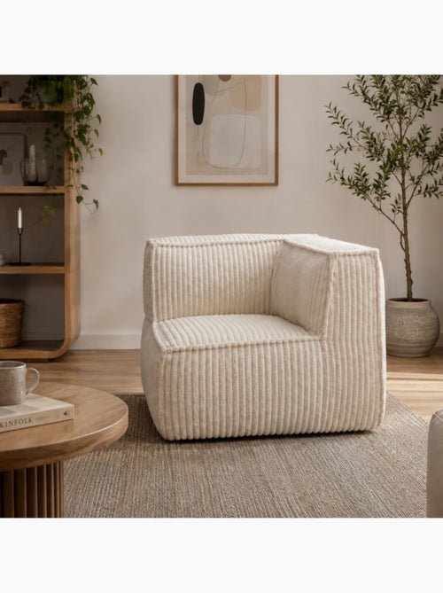 Module angle droit déhoussable pour canapé modulable velours côtelé 90x90 cm - Kiabi Module angle droit déhoussable pour canapé modulable velours côtelé 90x90 cm - Kiabi