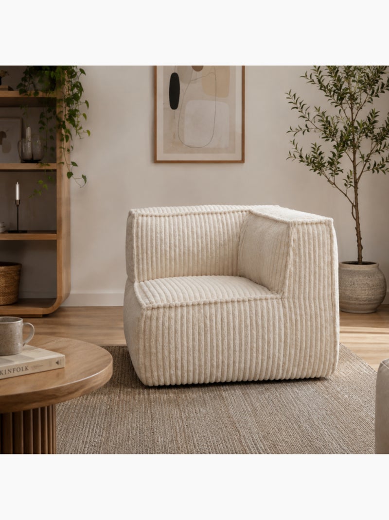 Module angle droit déhoussable pour canapé modulable velours côtelé 90x90 cm Blanc cassé - Kiabi