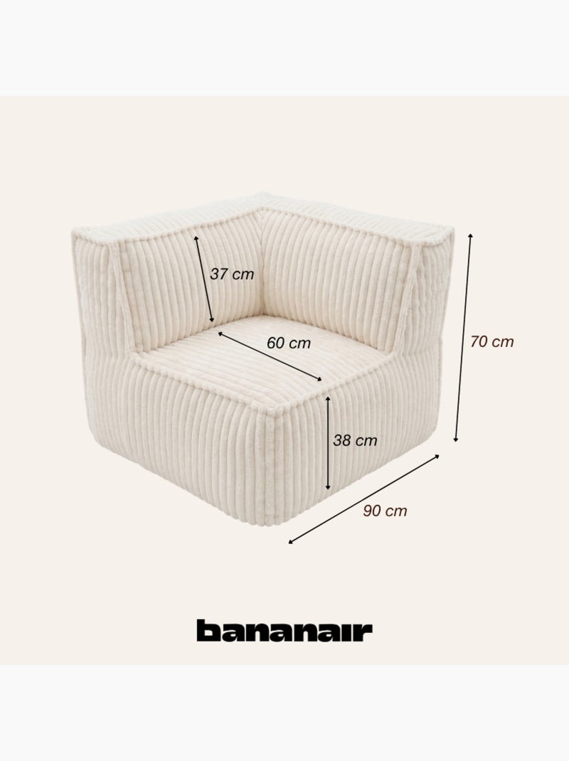 Module angle droit déhoussable pour canapé modulable velours côtelé 90x90 cm Blanc cassé - Kiabi
