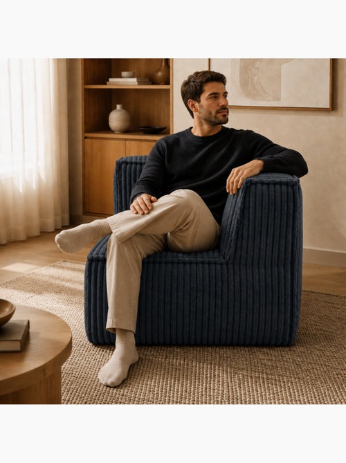 Module angle droit déhoussable pour canapé modulable velours côtelé 90x90 cm - Kiabi Module angle droit déhoussable pour canapé modulable velours côtelé 90x90 cm - Kiabi