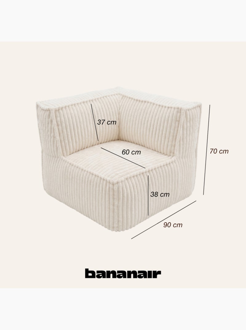 Module angle gauche déhoussable pour canapé modulable velours côtelé 90x90 cm Blanc cassé - Kiabi