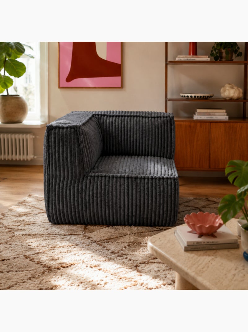 Module angle gauche déhoussable pour canapé modulable velours côtelé 90x90 cm Gris foncé - Kiabi