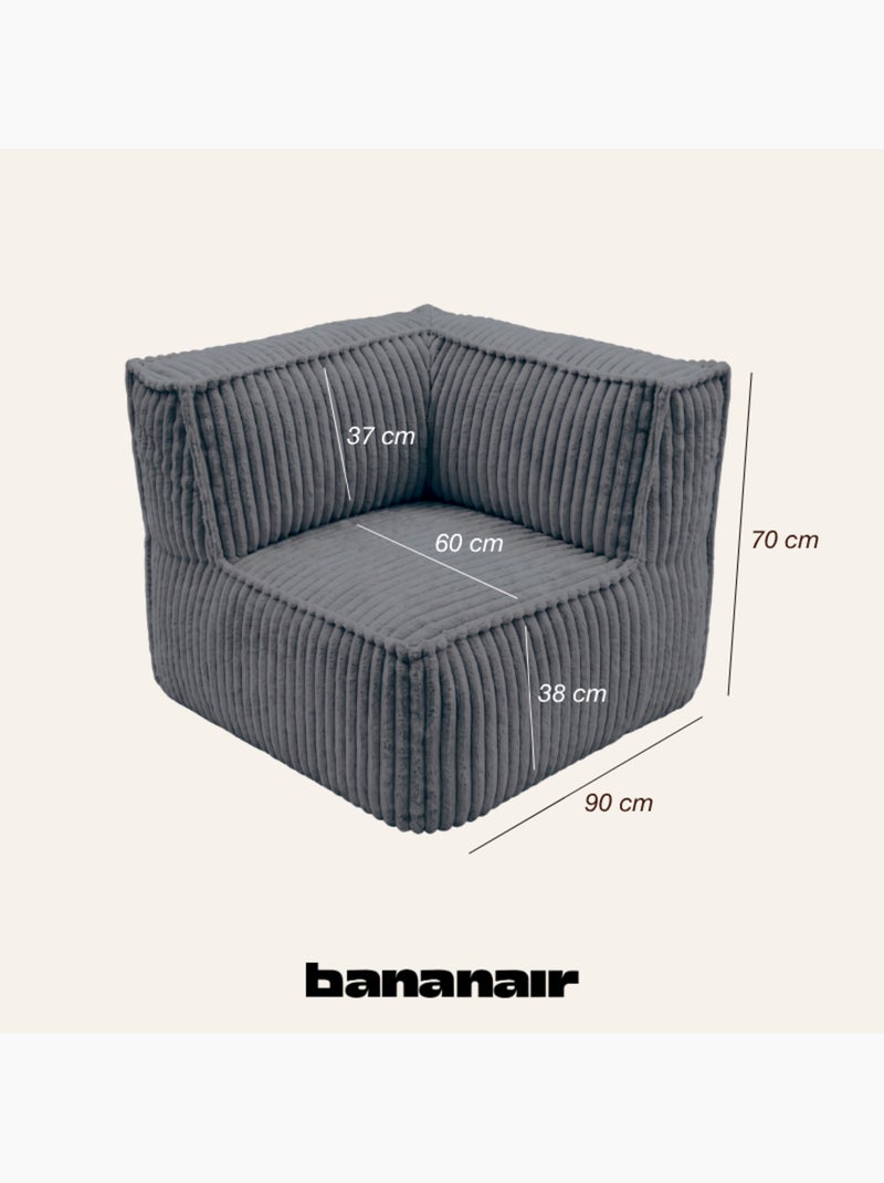 Module angle gauche déhoussable pour canapé modulable velours côtelé 90x90 cm Gris foncé - Kiabi