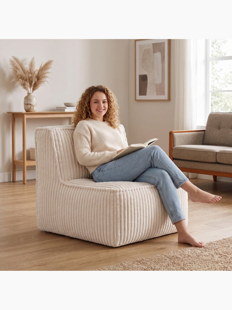Module central déhoussable pour canapé modulable velours côtelé 90x82 cm Blanc cassé - Kiabi