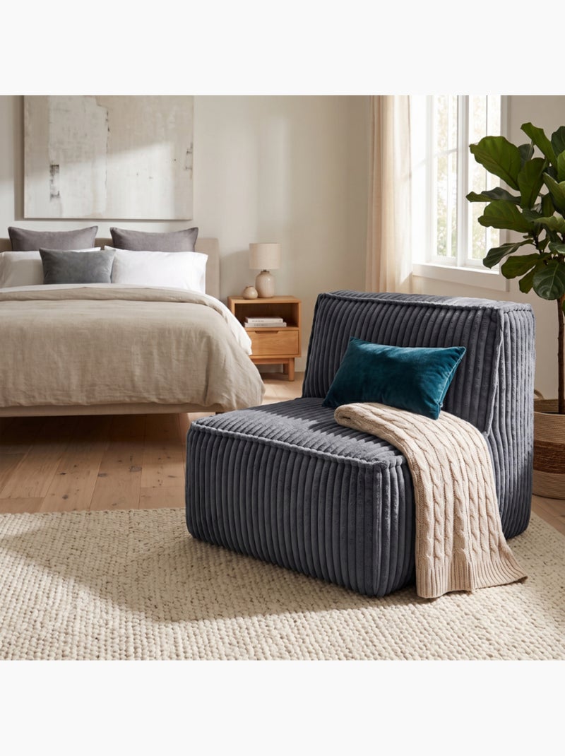 Module central déhoussable pour canapé modulable velours côtelé 90x82 cm Gris foncé - Kiabi