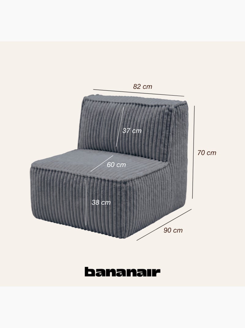 Module central déhoussable pour canapé modulable velours côtelé 90x82 cm Gris foncé - Kiabi