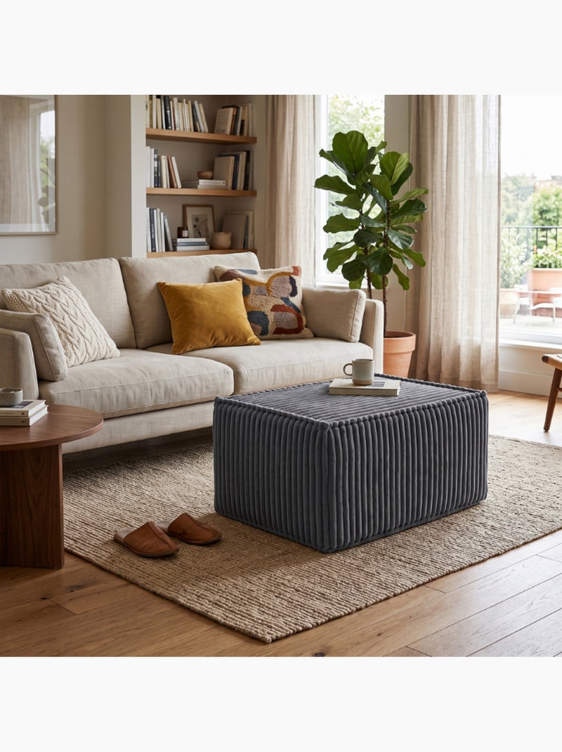 Module méridienne ou repose-pieds déhoussable pour canapé modulable velours côtelé 80x60 cm Gris foncé - Kiabi
