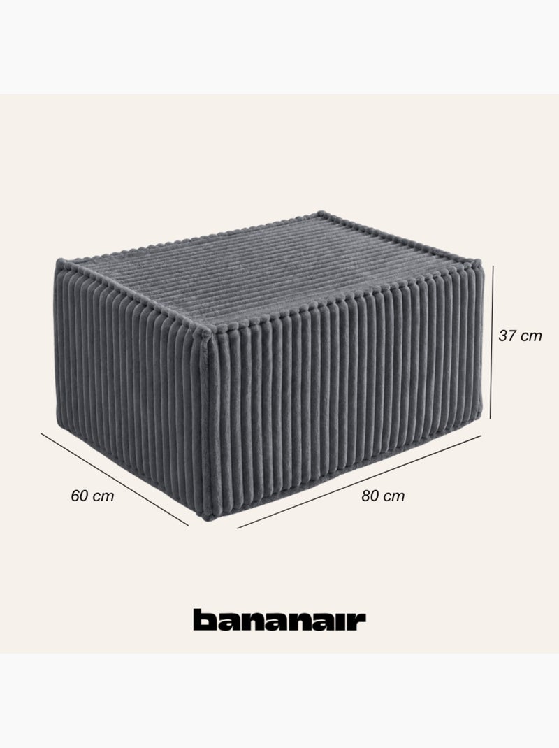 Module méridienne ou repose-pieds déhoussable pour canapé modulable velours côtelé 80x60 cm Gris foncé - Kiabi