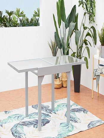MOLVINA - Table salon de jardin extensible 4 à 8 personnes en aluminium gris clair
