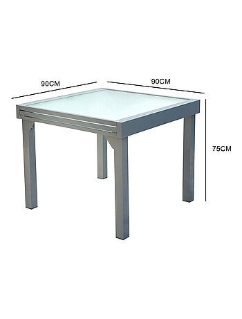 MOLVINA - Table salon de jardin extensible 4 à 8 personnes en aluminium gris clair