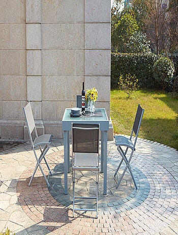 Molvina 4 : table de jardin extensible en aluminium 8 personnes + 4 chaises