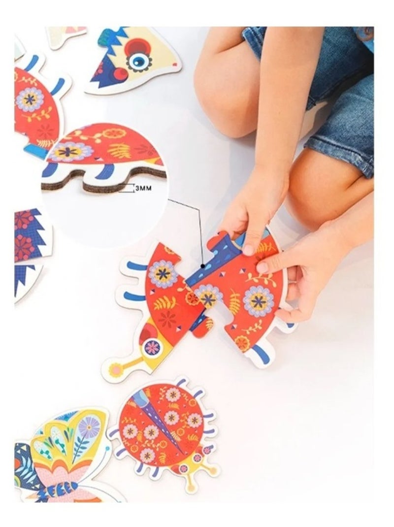 Mon 1er puzzle animaux du jardin Rose - Kiabi