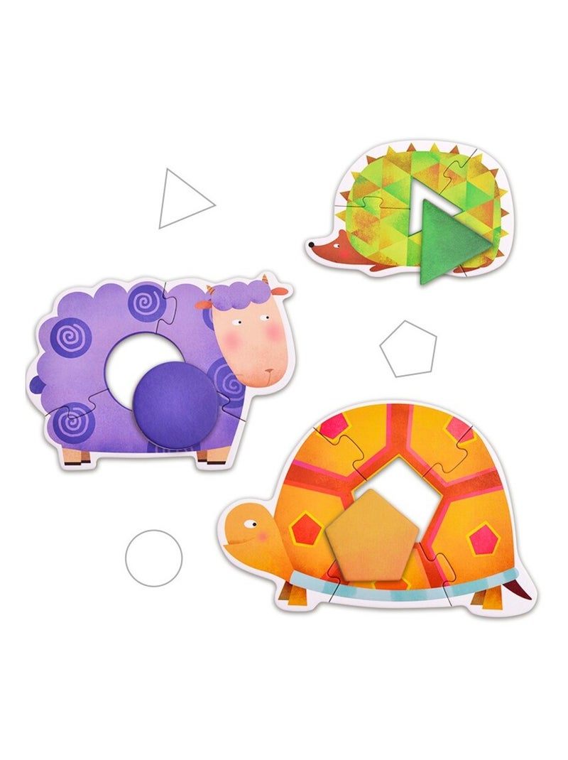 Mon 1er puzzle animaux géométriques Bleu - Kiabi
