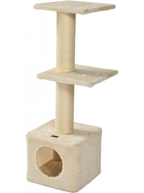 Mon Ami Luki  Arbre à chat 3 niveaux avec niche, 2 plateforme et 1 refuge - Kiabi