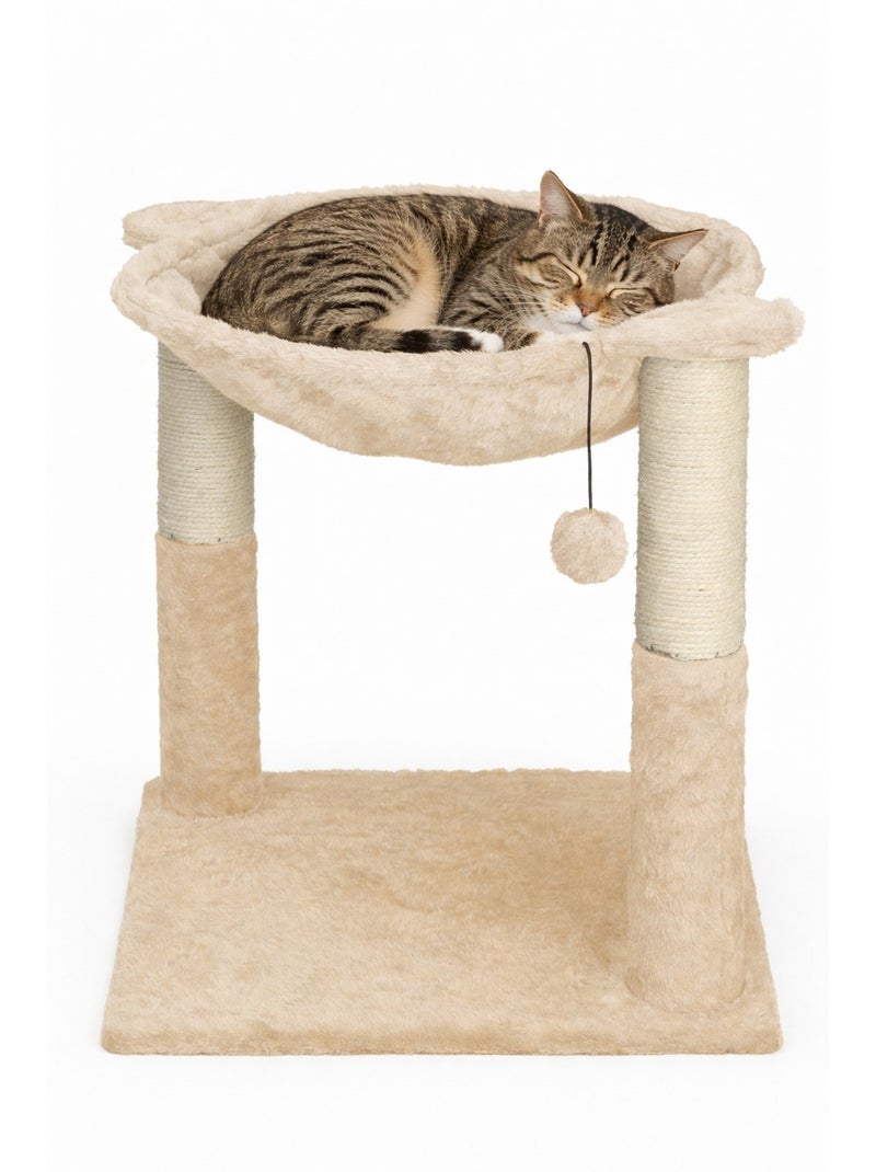 Mon Ami Luki  Arbre a chat arrondi griffoir et jouet integre Beige - Kiabi