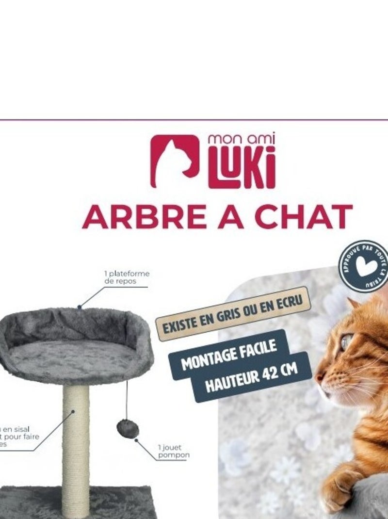 Mon Ami Luki  Arbre a chat avec assise Noir Gris anthracite - Kiabi