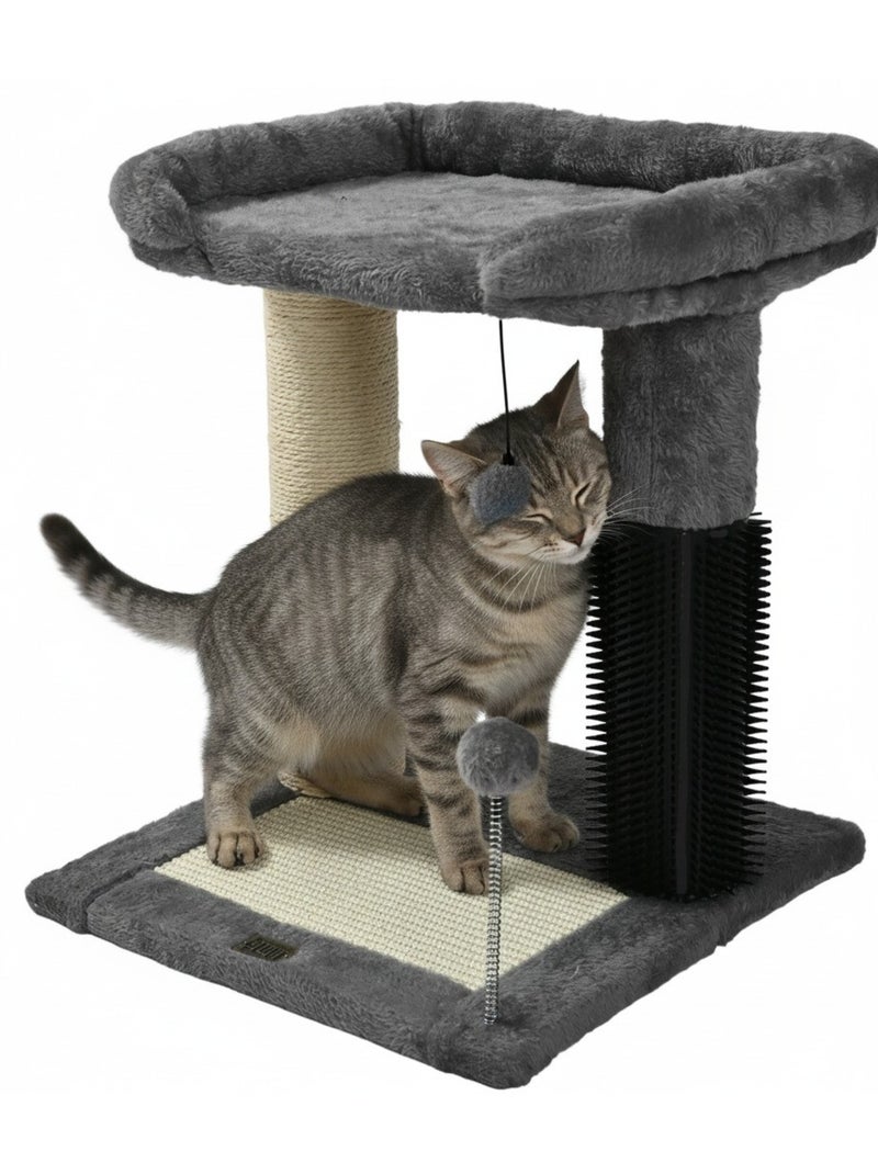 Mon Ami Luki  Arbre à chat grande plateforme avec jouet, griffoir et grattoir Ecru - Kiabi