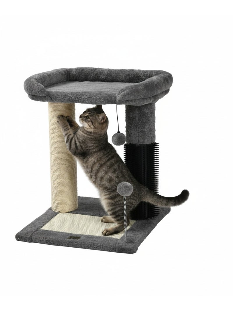 Mon Ami Luki  Arbre à chat grande plateforme avec jouet, griffoir et grattoir Ecru - Kiabi