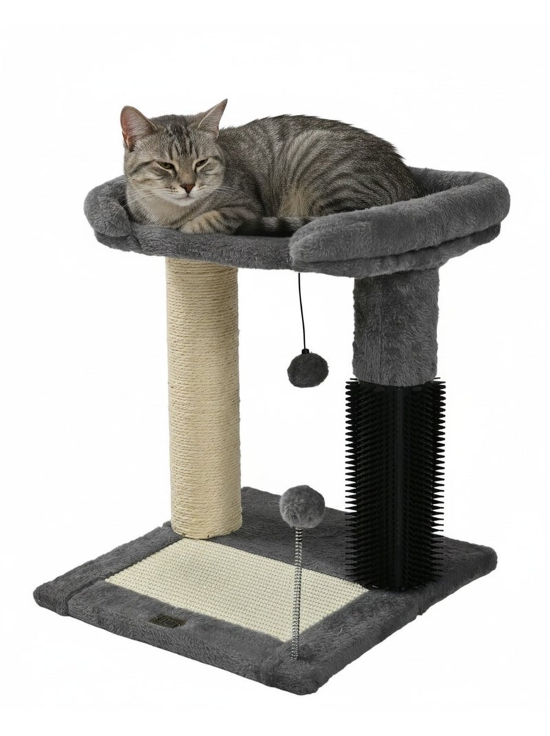 Mon Ami Luki  Arbre à chat grande plateforme avec jouet, griffoir et grattoir gris anthracite - Kiabi