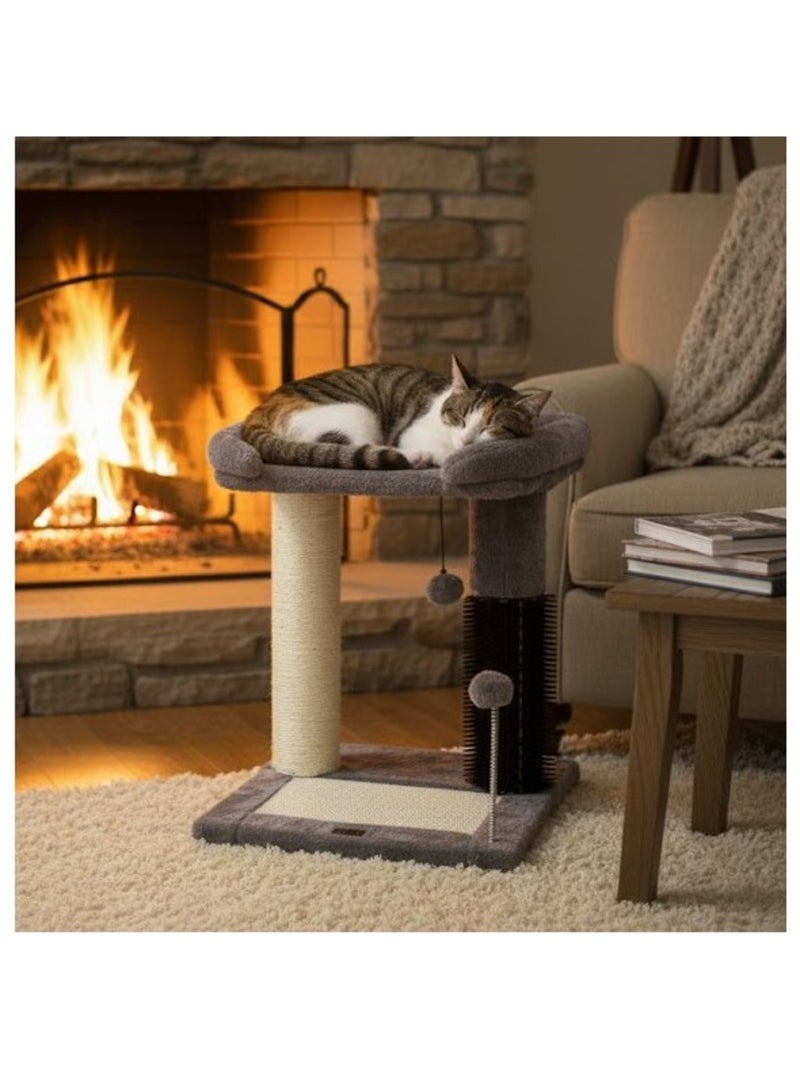 Mon Ami Luki  Arbre à chat grande plateforme avec jouet, griffoir et grattoir gris anthracite - Kiabi