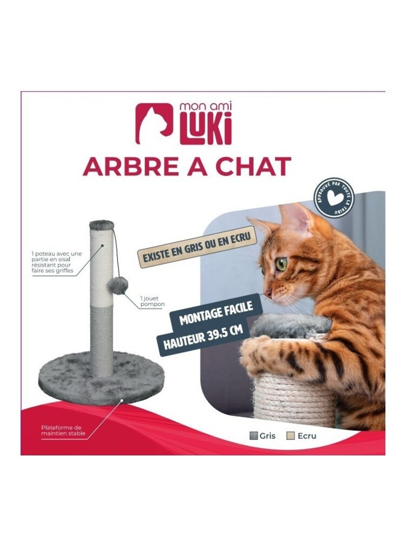 Mon Ami Luki  Arbre a chat griffoir avec jouet integre Noir Gris anthracite - Kiabi