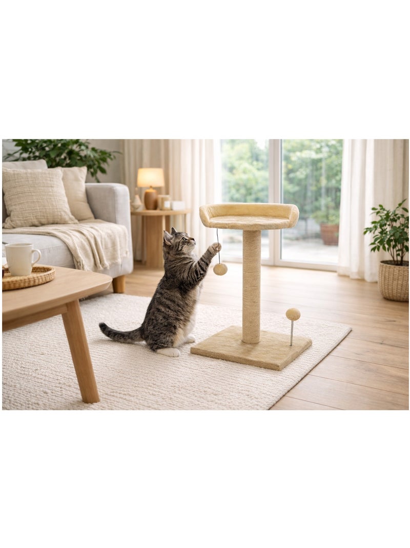 Mon Ami Luki  Arbre à chat griffoir avec plateforme & jouet Ecru - Kiabi