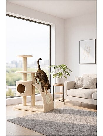 Mon Ami Luki Arbre à chat griffoir avec refuge et 2 plateformes