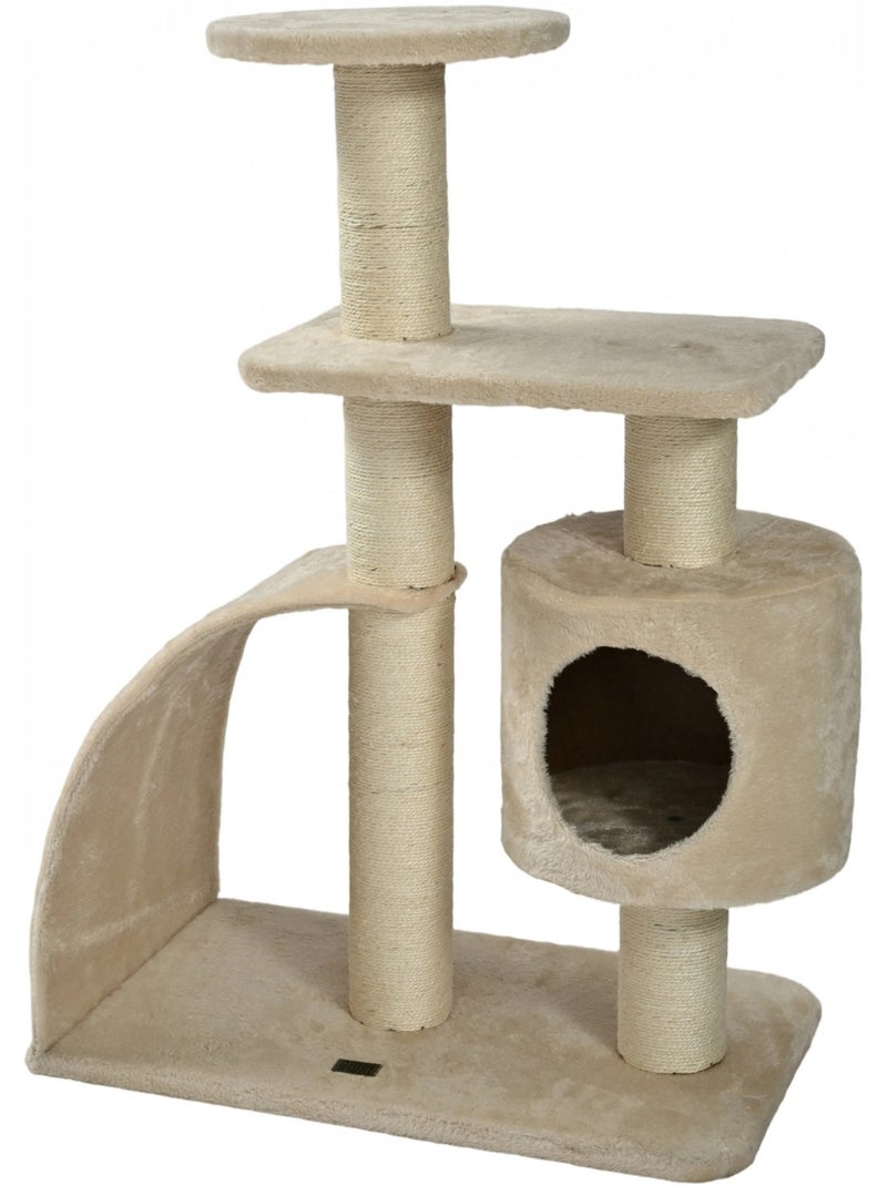 Mon Ami Luki  Arbre à chat griffoir avec refuge et 2 plateformes Ecru - Kiabi
