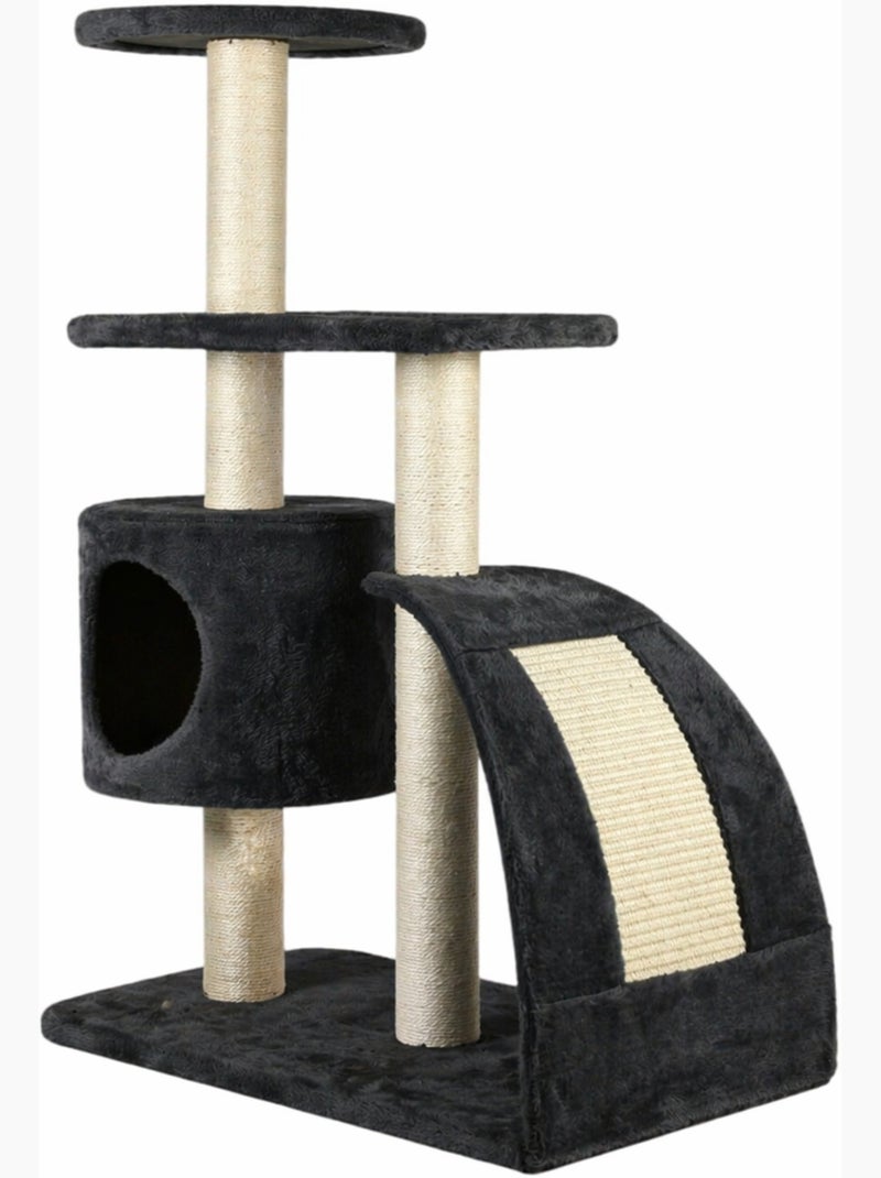 Mon Ami Luki  Arbre à chat griffoir avec refuge et 2 plateformes gris anthracite - Kiabi