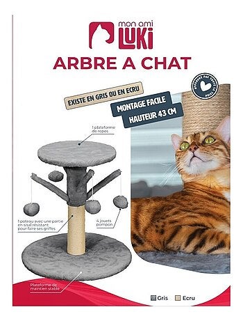 Mon Ami Luki ARBRE A CHAT PLATEAU AVEC 4 POMPON 40X40X43CM