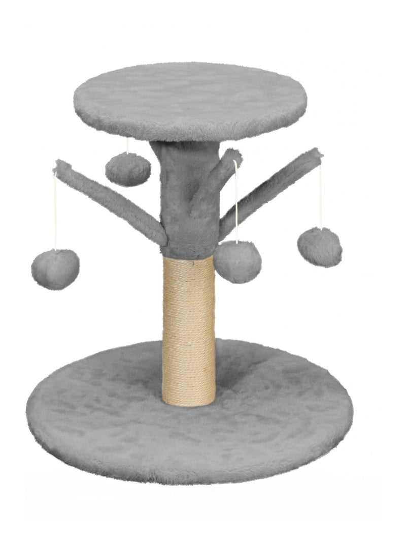 Mon Ami Luki  Arbre a chat plateau avec 4 pompon Noir Gris anthracite - Kiabi