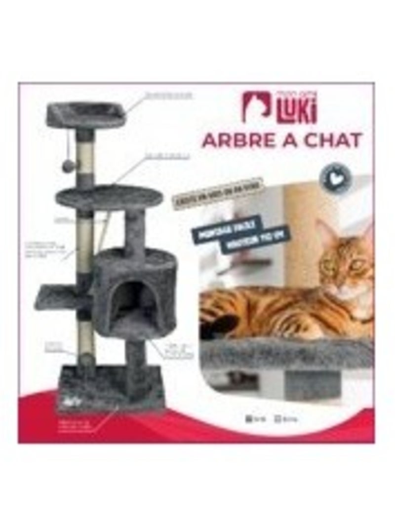Mon Ami Luki  Arbre a chat refuge et jouet integres Noir Gris anthracite - Kiabi