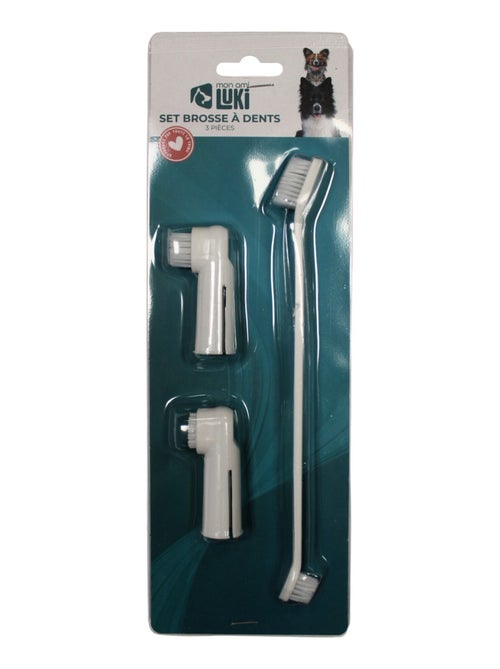 Mon Ami Luki  BROSSE A DENT COFFRET DE 3 PIECES  GARANTIE L'HYGIENE DENTAIRE DE VOTRE COMPAGNON - Kiabi